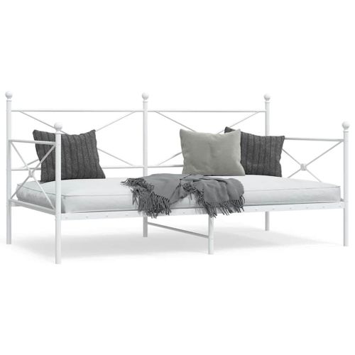 Vidaxl Lit De Repos Sans Matelas Blanc 100x200 Cm Acier