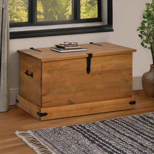 Vidaxl Coffre De Rangement Halden 91x48x47 Cm Bois Massif Pin