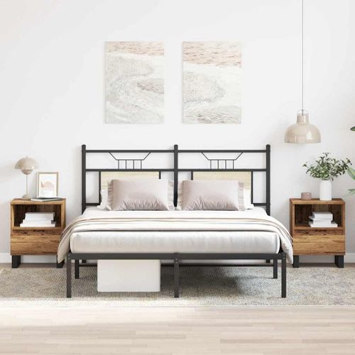 Vidaxl Tables De Chevet 2 Pcs Vieux Bois 40x35x50 Cm Bois D'ingénierie
