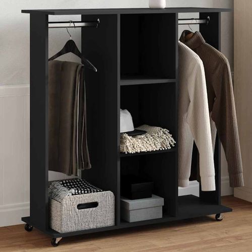 Vidaxl Garde-Robe Avec Roues Noir 102x38x110 Cm Bois D'ingénierie