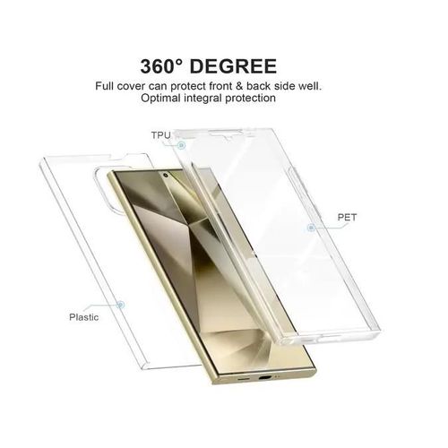 Coque Pour Samsung Galaxy S25 Ultra 5g - Housse Etui Silicone Gel 360 Integrale + Film Ecran - Transparent
