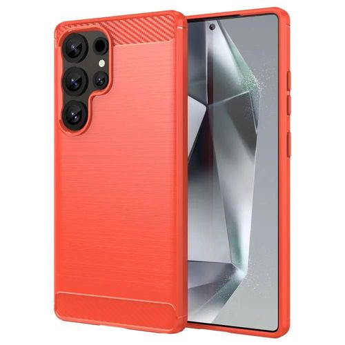Coque Pour Samsung Galaxy S25 Ultra 5g - Housse Etui Silicone Gel Carbone + Film Ecran - Rouge
