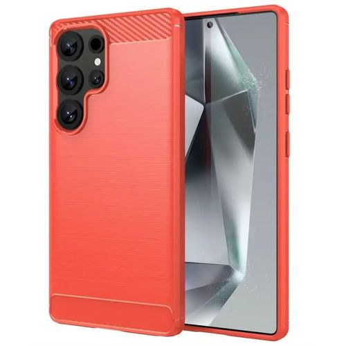 Coque Pour Samsung Galaxy S25 Ultra 5g - Housse Etui Silicone Gel Carbone + Verre Trempe - Rouge