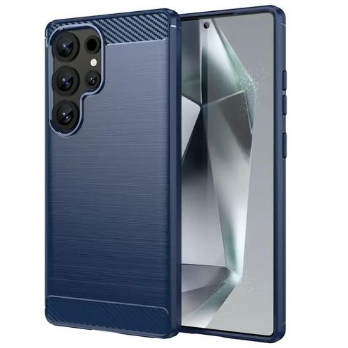 Coque Pour Samsung Galaxy S25 Ultra 5g - Housse Etui Silicone Gel Carbone + Verre Trempe - Bleu Fonce