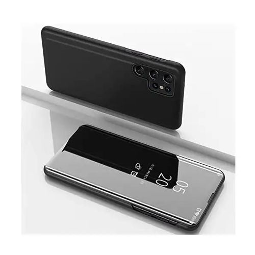 Housse Pour Samsung Galaxy S25 Ultra 5g - Etui Coque Portefeuille Clear View Miroir + Film Ecran - Noir