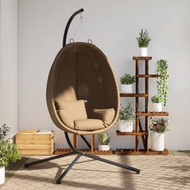 Vidaxl Chaise Suspendue En Forme D'?uf Et Support Taupe Tissu Et Acier