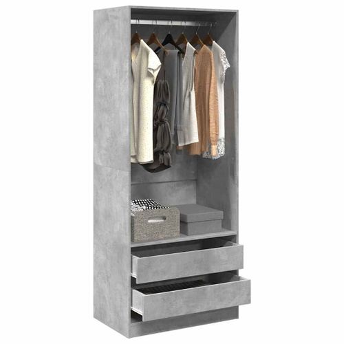 Vidaxl Garde-Robe Gris Béton 80x50x200 Cm Bois D'ingénierie