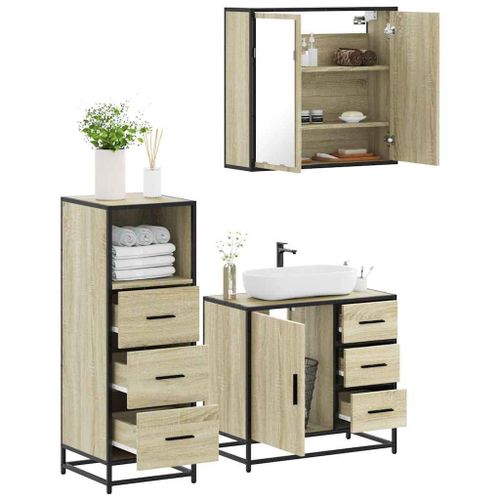 Vidaxl Ensemble De Meubles De Salle De Bain 3 Pcs Chêne Sonoma