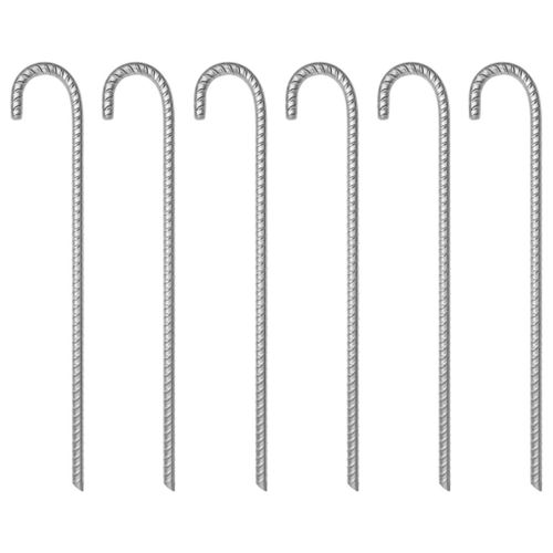 Vidaxl Piquets De Tente 6 Pcs 41,5 Cm Ø12 Mm Acier Galvanisé