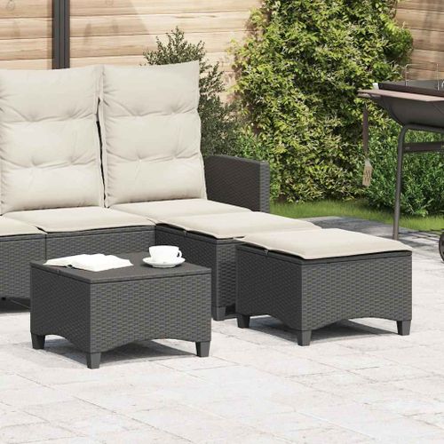 Vidaxl Tabourets Jardin Coussins 2 Pcs Noir 55x55x36 Cm Résine Tressée
