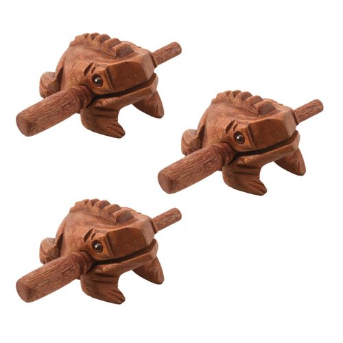 3x Sculpte Coassement Percussion Musicale En Bois , Grenouille De Bois Saine, Jouet De Bloc De Tonalite