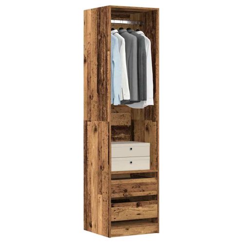 Vidaxl Garde-Robe Vieux Bois 50x50x200 Cm Bois D'ingénierie
