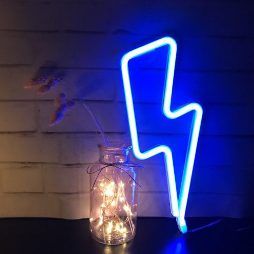 Led Lightning Sign Decor Light,Lumière De Nuit Néon,Décoration Murale Pour Noël, Fête D'anniversaire, Chambre D'enfants, Salon, Décoration De Fête De Mariage (Bleu)