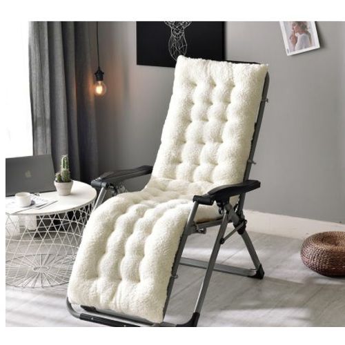 Épaissir Les Coussins De Chaise Inclinable À Bascule En Peluche,Coussins De Siège Coussin De Sol De Couleur Unie D'hiver Avec Attaches Pour Bureau Orthopédique Extérieur Coccyx Douleur Au Do,130*50*12cm,Blanc Cassé, 1 Pièce