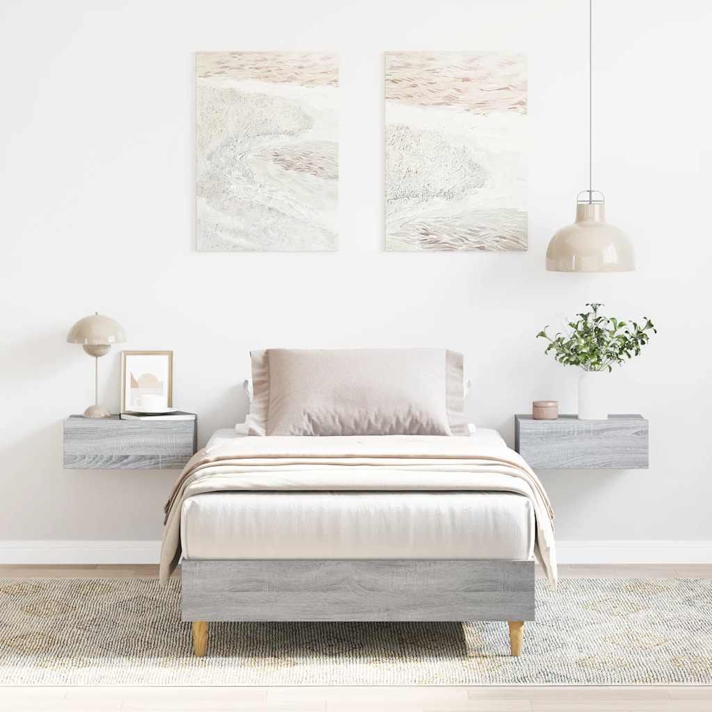 Vidaxl Cadre De Lit Sans Matelas Sonoma Gris 100x200 Cm