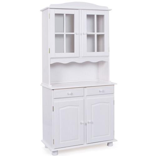 Vaisselier 2 Portes Bois Massif "Alienor" 198cm Blanc