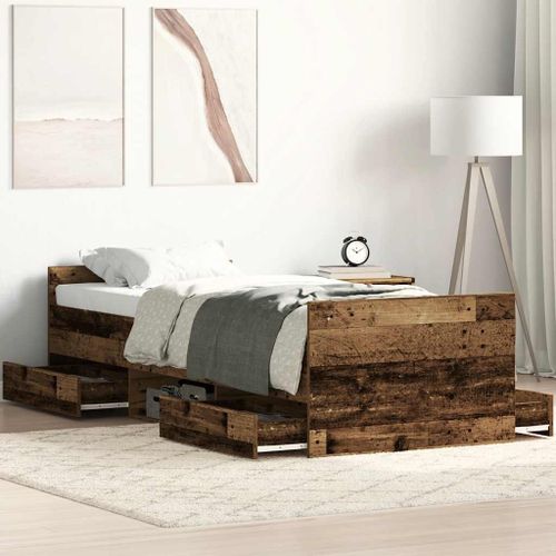 Vidaxl Cadre De Lit Sans Matelas Vieux Bois 90x190 Cm Bois Ingénierie