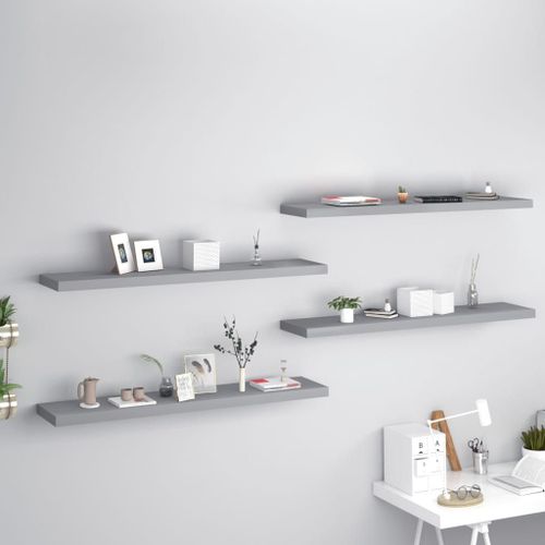 Vidaxl Étagères Murales Flottantes 4 Pcs Gris 120x23,5x3,8 Cm Mdf