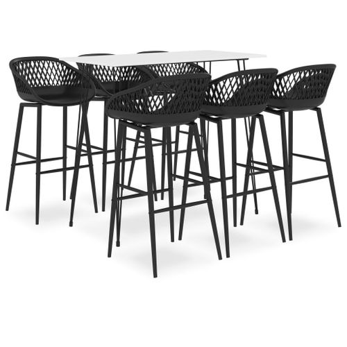 Vidaxl Ensemble De Bar 7 Pcs Blanc Et Noir