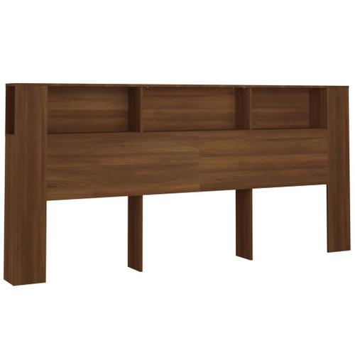 Tête De Lit Avec Rangement Accessoire De Lit Table De Chevet Étagère 220 X 18,5 X 104,5 Cm Mdf Marron Tdl0200056