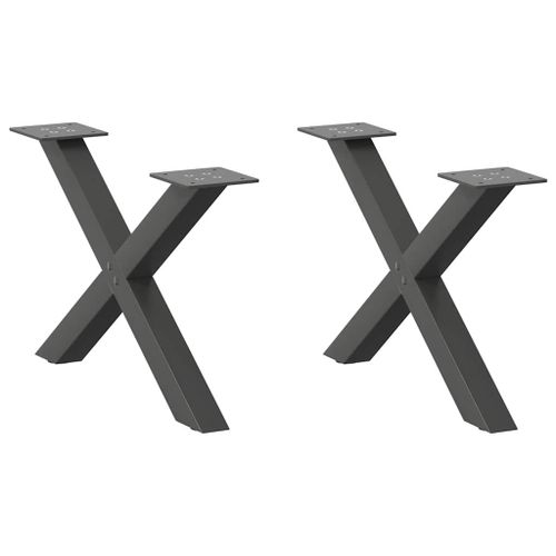 Vidaxl Pieds De Table Basse Forme De X 2 Pcs Anthracite 50x(30-31) Cm