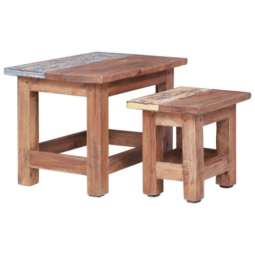 Vidaxl Tables Gigognes 2 Pcs Bois D'acajou Massif