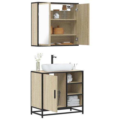 Vidaxl Ensemble De Meubles De Salle De Bain 2 Pcs Chêne Sonoma