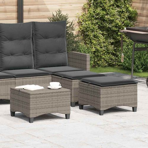 Vidaxl Tabourets Jardin Coussins 2 Pcs Gris 55x55x36 Cm Résine Tressée