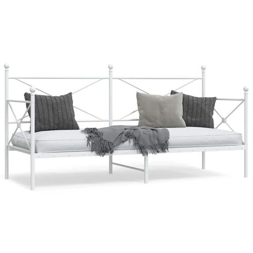 Vidaxl Lit De Repos Sans Matelas Blanc 90x190 Cm Acier