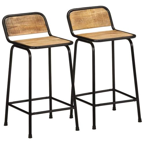 Vidaxl Tabourets De Bar Lot De 2 Bois Massif Manguier Brut