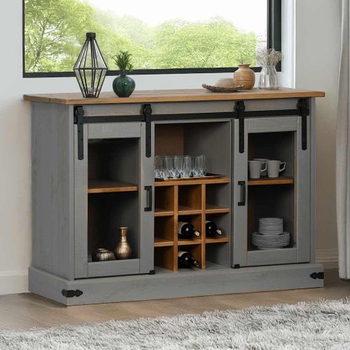 Vidaxl Buffet Halden 2 Portes Coulissantes Gris 112x40x80 Cm