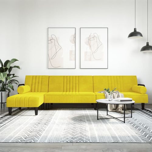 Vidaxl Canapé-Lit En Forme De L Jaune 260x140x70 Cm Velours