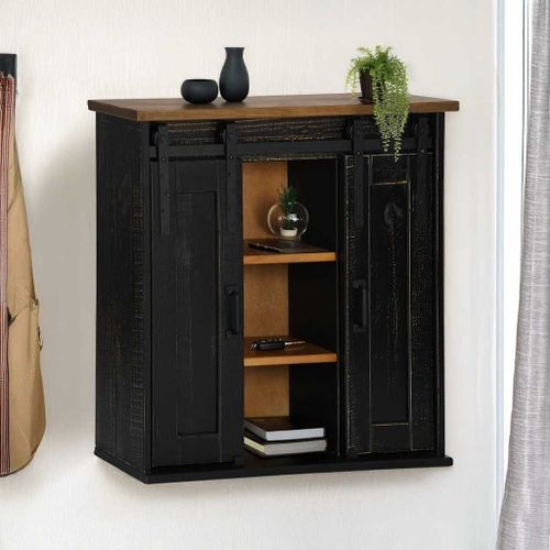 Vidaxl Armoire Suspendue Halden 2 Portes Coulissantes Noir Pin