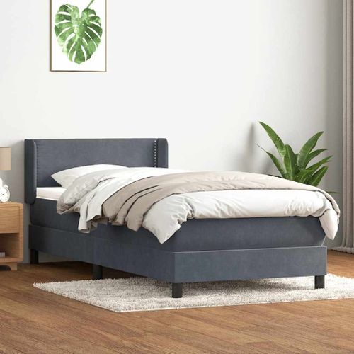 Vidaxl Sommier À Lattes De Lit Et Matelas Gris Foncé 80x210 Cm Velours