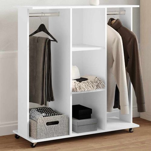 Vidaxl Garde-Robe Avec Roues Blanc 102x38x110 Cm Bois D'ingénierie