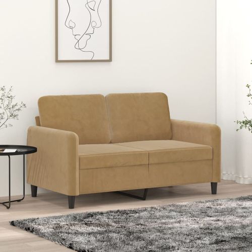 Vidaxl Canapé À 2 Places Marron 120 Cm Velours