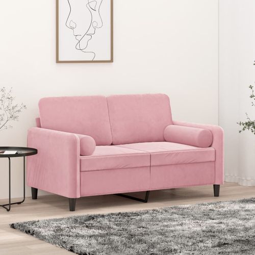 Vidaxl Canapé 2 Places Avec Oreillers Décoratifs Rose 120 Cm Velours