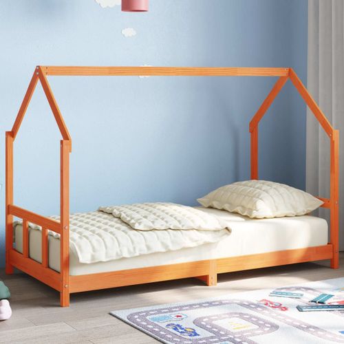 Vidaxl Cadre De Lit D'enfants Cire Marron 90x190 Cm Bois De Pin Massif