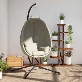 Vidaxl Chaise Suspendue En Forme D'?uf Et Support Beige Tissu Et Acier