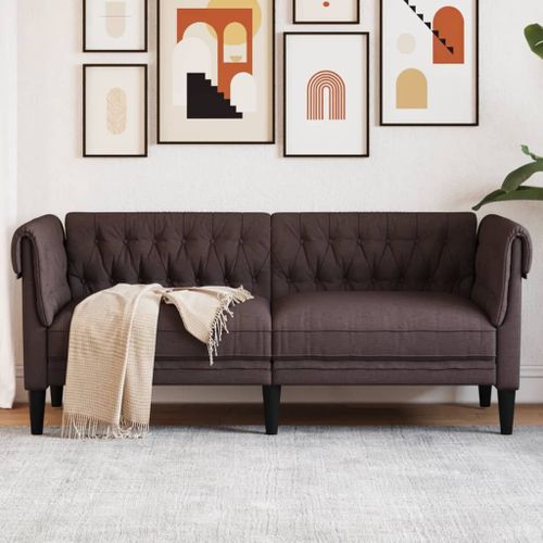 Vidaxl Canapé Chesterfield 2 Places Marron Foncé Tissu