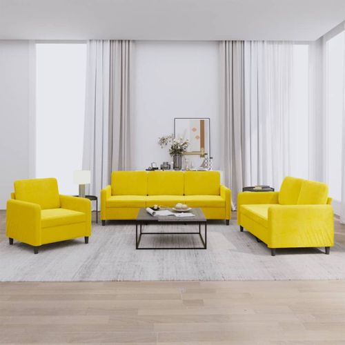 Vidaxl Ensemble De Canapés 3 Pcs Jaune Velours