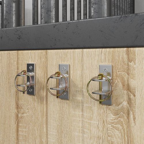 vidaXL Crochets de seau 3 pcs mural argenté et marron acier
