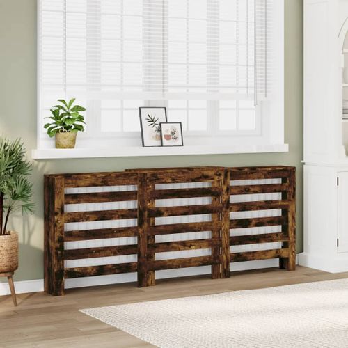 vidaXL Cache-radiateur chêne fumé 205x21,5x83,5 cm bois d'ingénierie