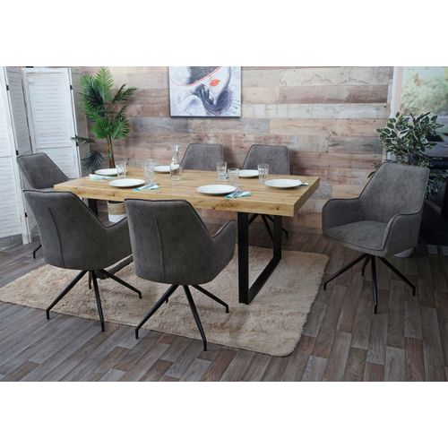 Lot De 6 Chaises De Salle À Manger Hwc-K15, Chaise De Cuisine Rembourrée Chaise Avec Accoudoirs, Tissu/Textile Métal   Gris Foncé