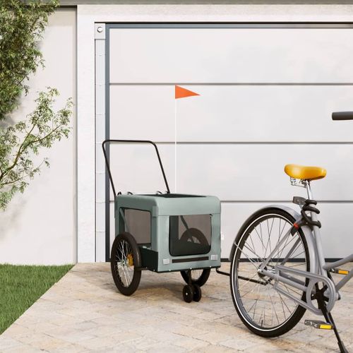 Vidaxl Remorque De Vélo Pour Animaux De Compagnie Gris Et Noir