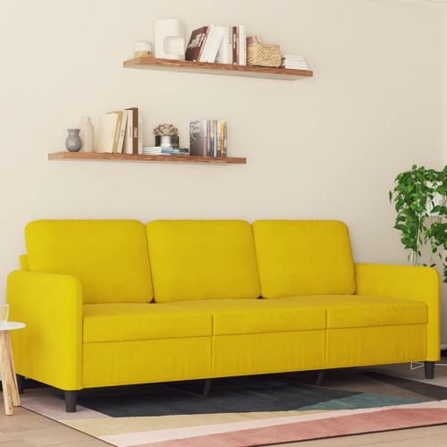 Vidaxl Canapé À 3 Places Jaune 180 Cm Velours