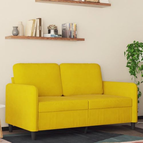 Vidaxl Canapé À 2 Places Jaune 120 Cm Velours