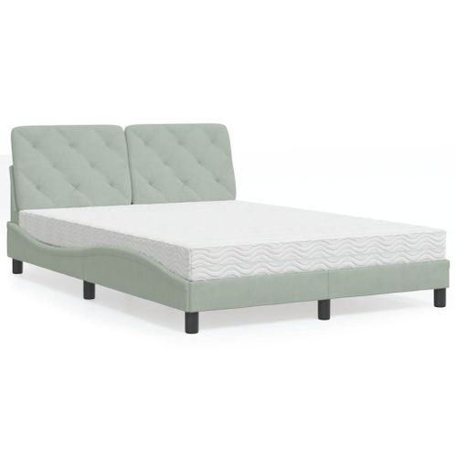 Vidaxl Lit Avec Matelas Gris Clair 120x200 Cm Velours