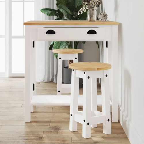 Vidaxl Tabourets De Bar Lot De 2 Blanc Bois Massif De Pin