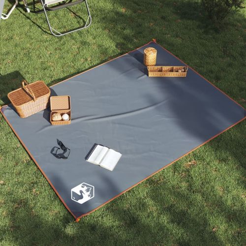 Vidaxl Couverture De Pique-Nique Avec Piquets Gris Et Orange 205x155cm